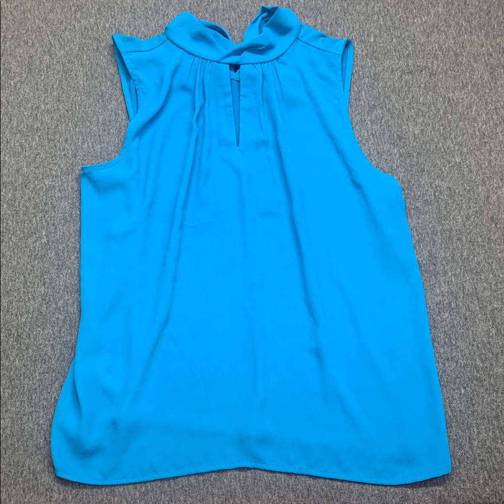 Ann Taylor Women’s Top Sleeveless Pleated Casual Business Blouse Blue - Size L